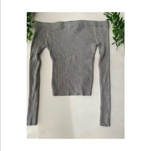 Off the Shoulder Grey Sweater